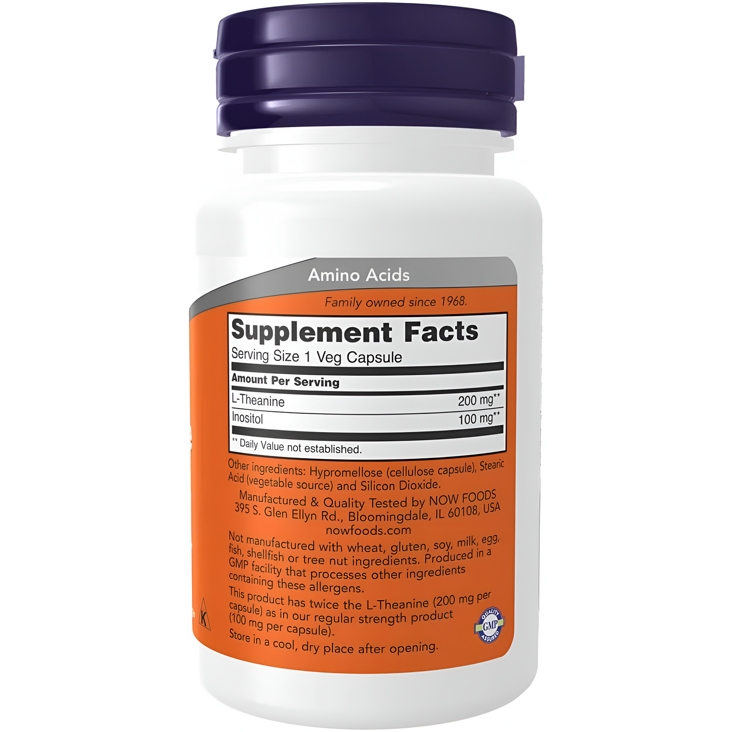 NOW L-Theanine 200 mg con inositol 60 Capsulas.