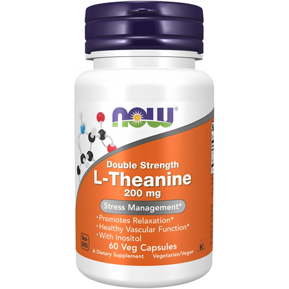 NOW L-Theanine 200 mg con inositol 60 capsulas veg