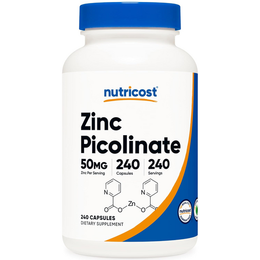Nutricost -  Picolinato de Zinc 50 mg, 240 cápsulas
