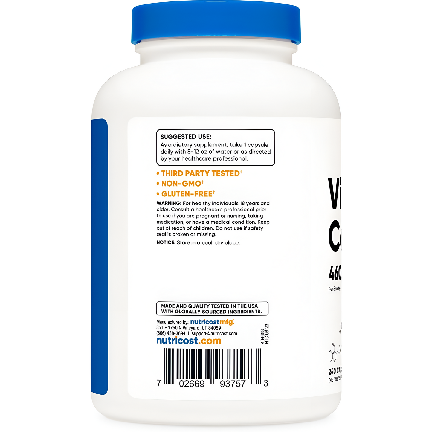 Nutricost vitamina B complex 460mg , 240 capsulas