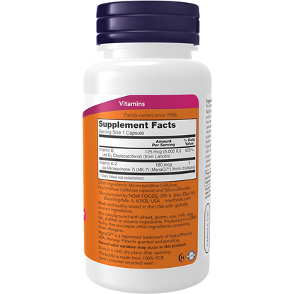 NOW Foods, Mega D-3 & MK-7, 120 Capsulas