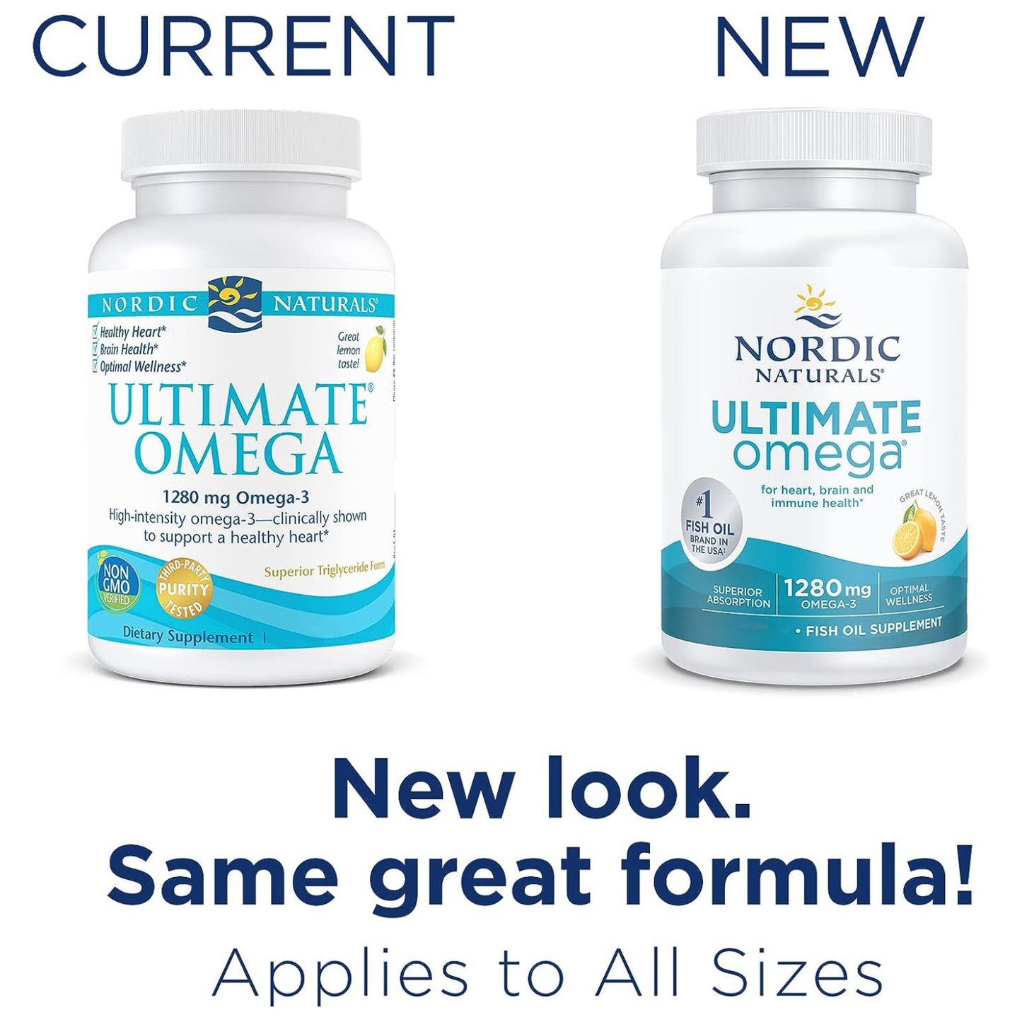Nordic Naturals Ultimate Omega, sabor a limón, 1280 mg de Omega-3, suplemento de aceite de pescado Omega-3 de alta potencia con EPA y DHA, sin OMG - CAPSULAS EN GEL