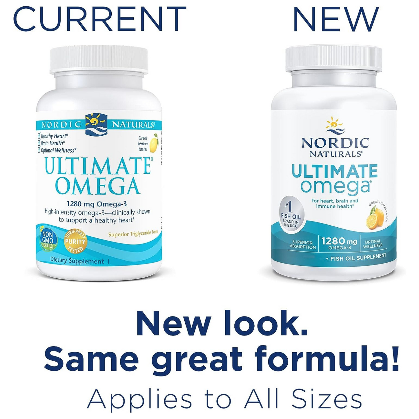 Nordic Naturals Ultimate Omega, sabor a limón,  90 Capsulas de Gel  1280 mg de Omega-3, suplemento de aceite de pescado Omega-3 de alta potencia con EPA y DHA, sin OMG