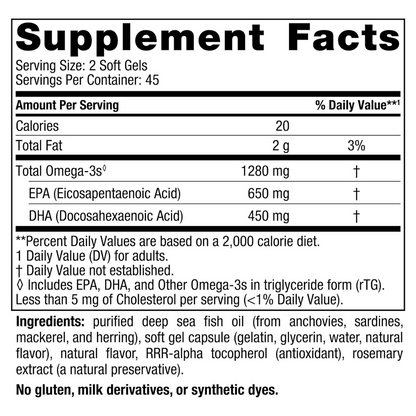 Nordic Naturals Ultimate Omega, sabor a limón,  90 Capsulas de Gel  1280 mg de Omega-3, suplemento de aceite de pescado Omega-3 de alta potencia con EPA y DHA, sin OMG