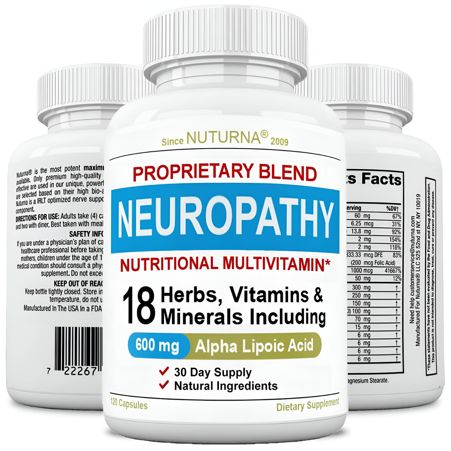 Neuropathy Support Supplement with 600 mg Pure Alpha Lipoic Acid 120 cps