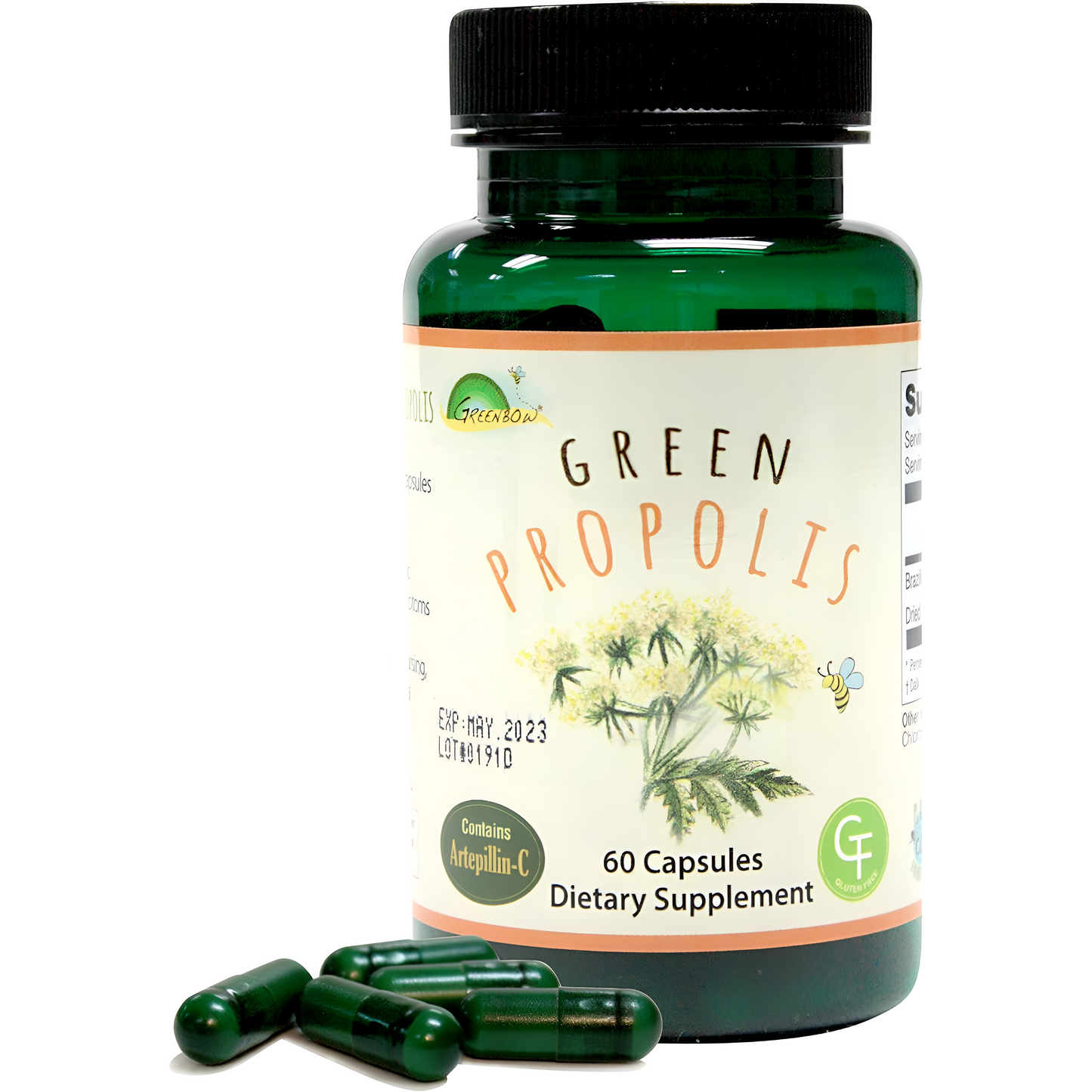 Greenbow Propóleos verdes – Propóleos verdes brasileños genuinos, contiene artepillina C 60 cápsulas veganas