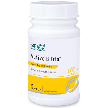 Klaire Labs Active B Trio - Vitaminas del complejo B activo para el estado de ánimo y el apoyo energético, suplemento de vitamina B12 (metilcobalamina) con vitamina B6 y folato (metilfolato), hipoalergénico (60 cápsulas)