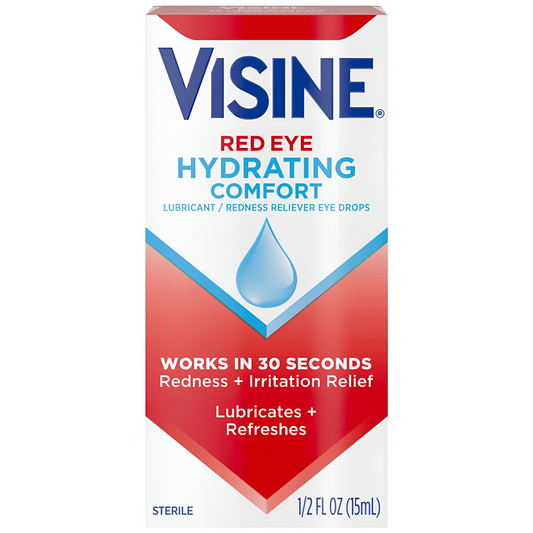 Visine Red Eye Hydrating Comfort Alivio del enrojecimiento y gotas lubricantes para ayudar a hidratar los ojos rojos, Tetrahidrozolina HCl, 15ml