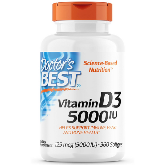 Doctor's Best, Vitamina D3 5000iu, 360 píldoras blandas