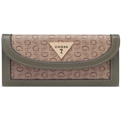 Cartera Slg Cluth en color Café Multi Guess Factory - Billetera para mujeres marca GUESS