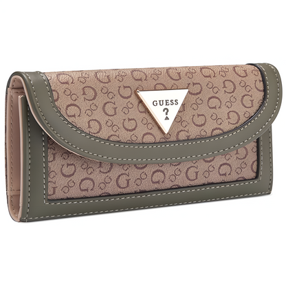 Cartera Slg Cluth en color Café Multi Guess Factory - Billetera para mujeres marca GUESS