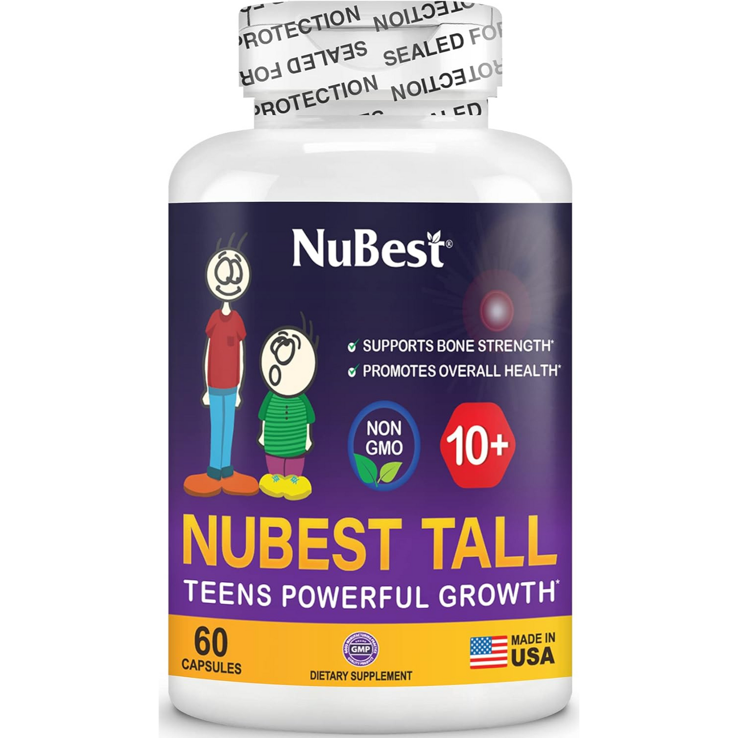 NuBest Tall 10+ - Fórmula de fuerza ósea, inmunidad mejorada y salud general +10 años, 60 capsulas