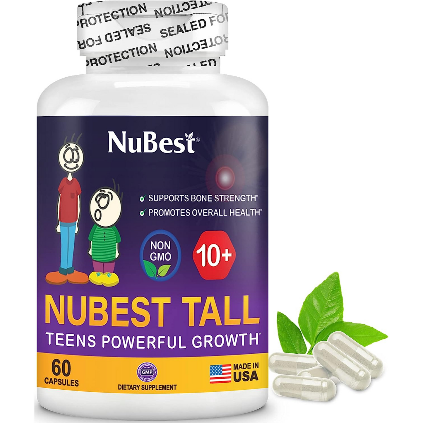 NuBest Tall 10+ - Fórmula de fuerza ósea, inmunidad mejorada y salud general +10 años, 60 capsulas