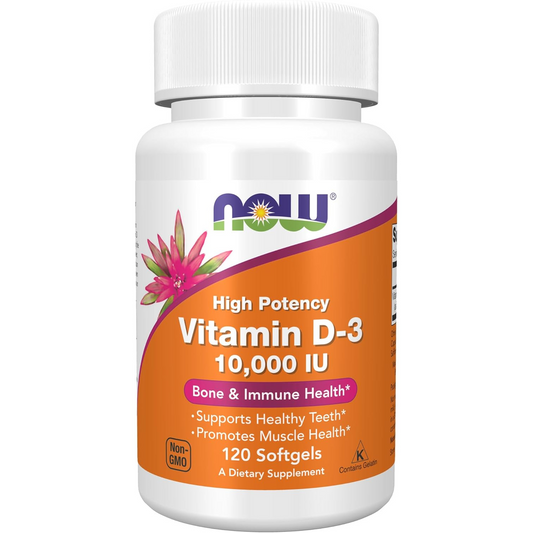 NOW Suplementos, vitamina D-3 10,000 UI - 120 cápsulas blandas