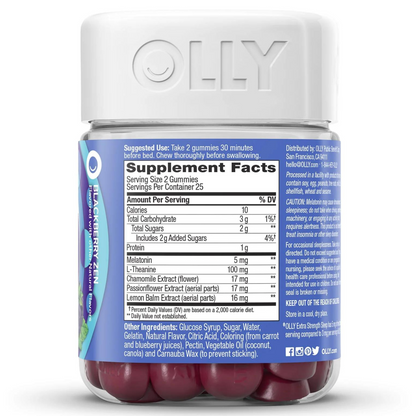 Olly Extra Strength Sleep Gummy! en gomitas sabor Mora