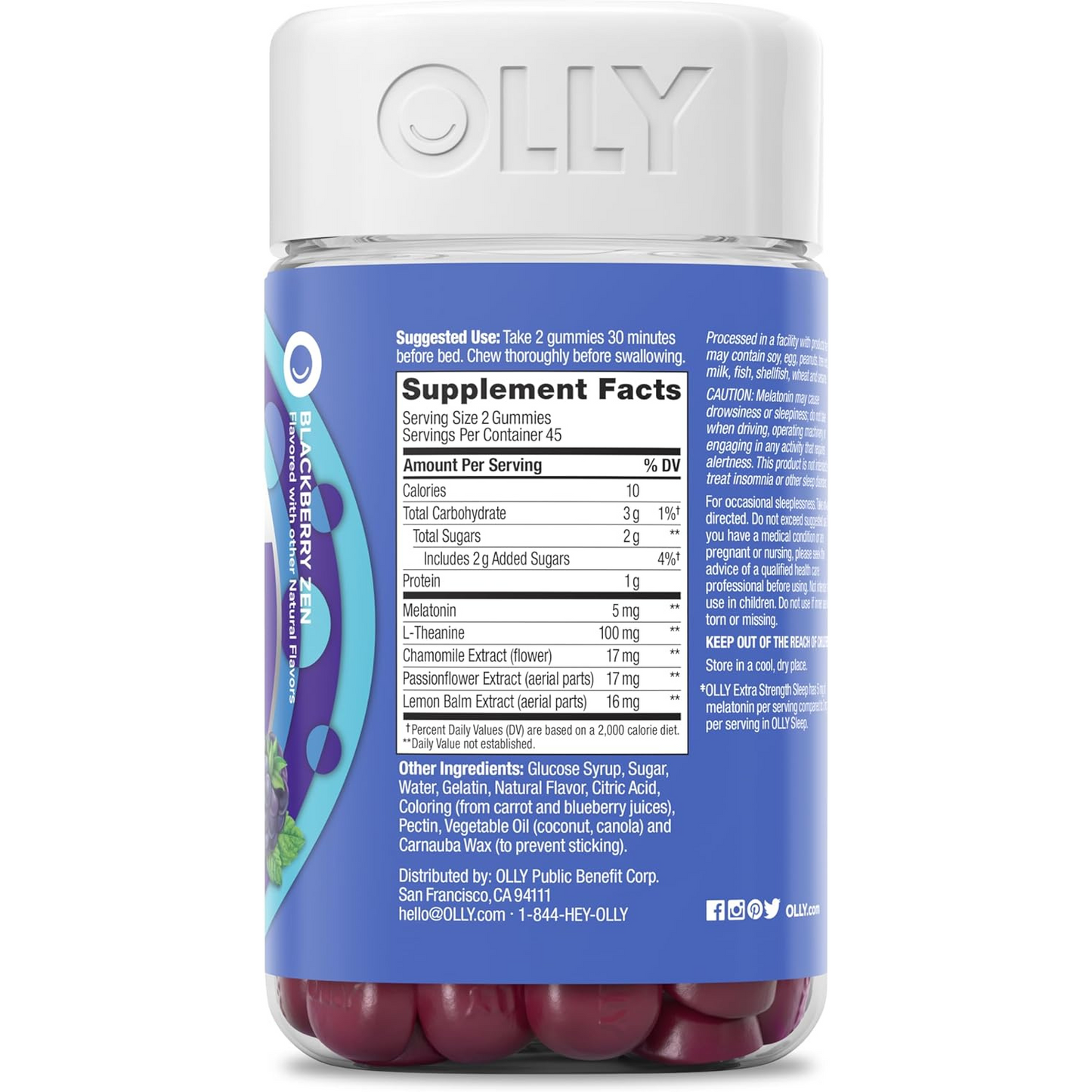 Olly Extra Strength Sleep Gummy! en gomitas sabor Mora