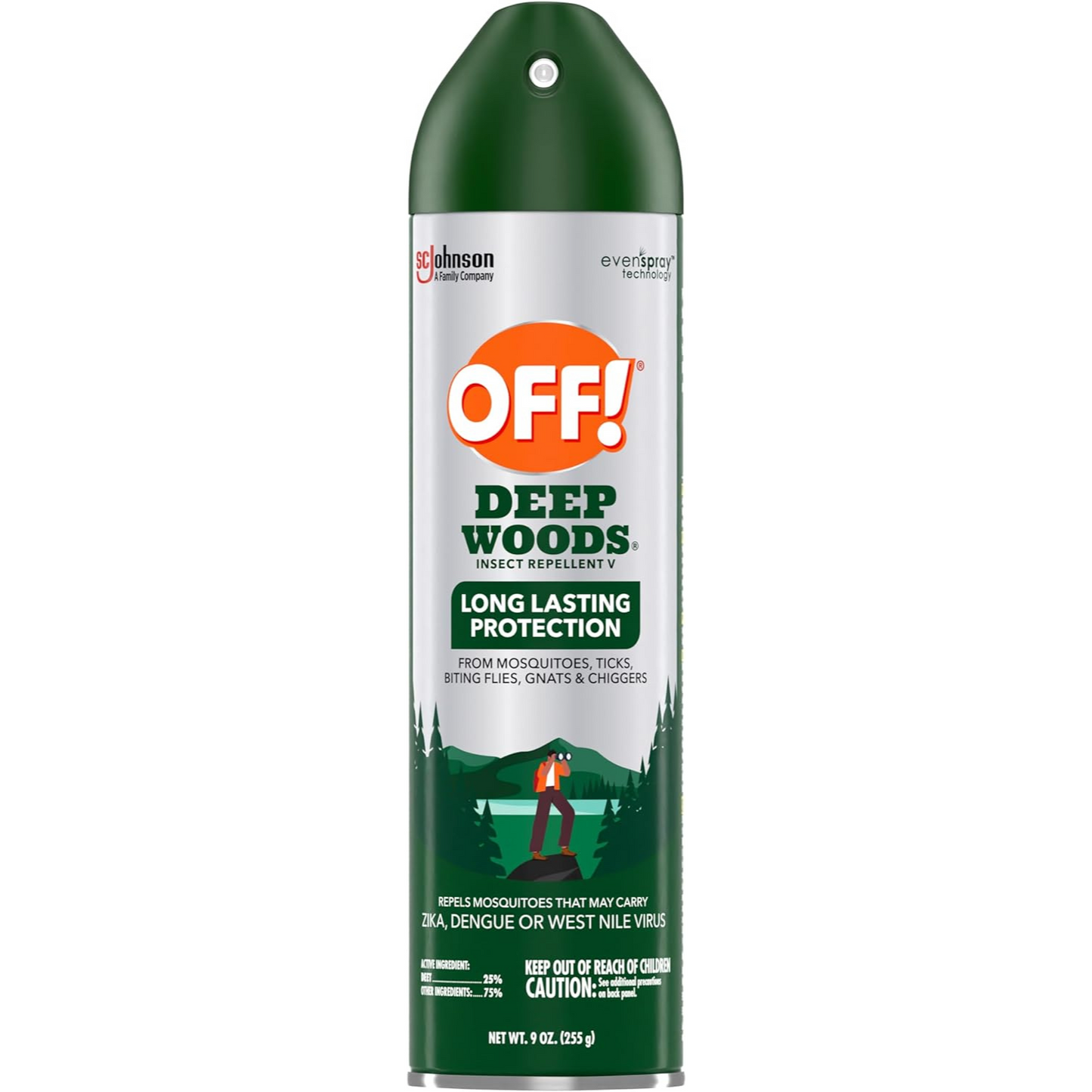 OFF! Deep Woods - Aerosol repelente de insectos, con protección duradera contra mosquitos, 255gr