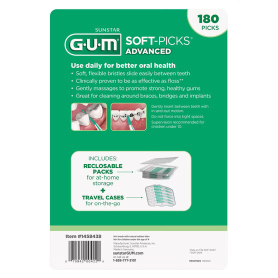 GUM Soft-Picks Advanced sabor menta, paquete de 180 unidades