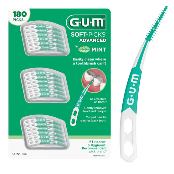 GUM Soft-Picks Advanced sabor menta, paquete de 180 unidades