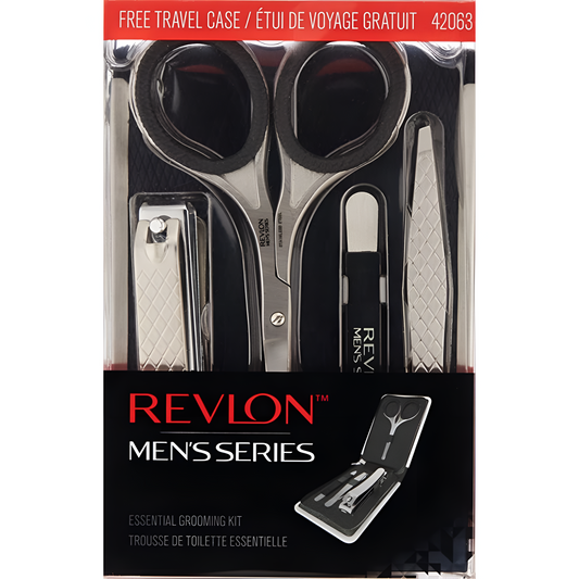 REVLON Mens Series- Kit de Aseo para Hombre - Pack de 4 piezas de acero inoxidable