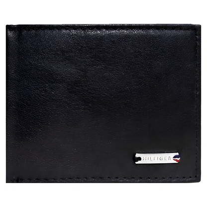 Billetera Tommy Hilfiger para hombre color negro con placa de plata