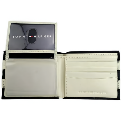 Billetera Tommy Hilfiger Para Hombre de Cuero blanco y negro