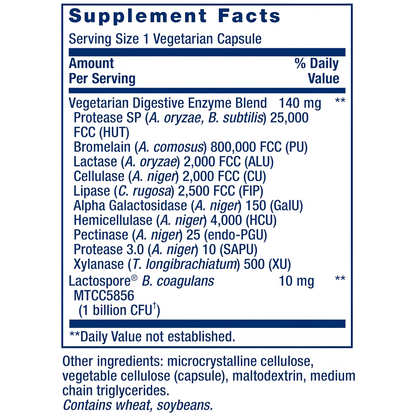 Life Extension - Enzimas Super Digestivas + probióticos, 60 caps vegetarianas