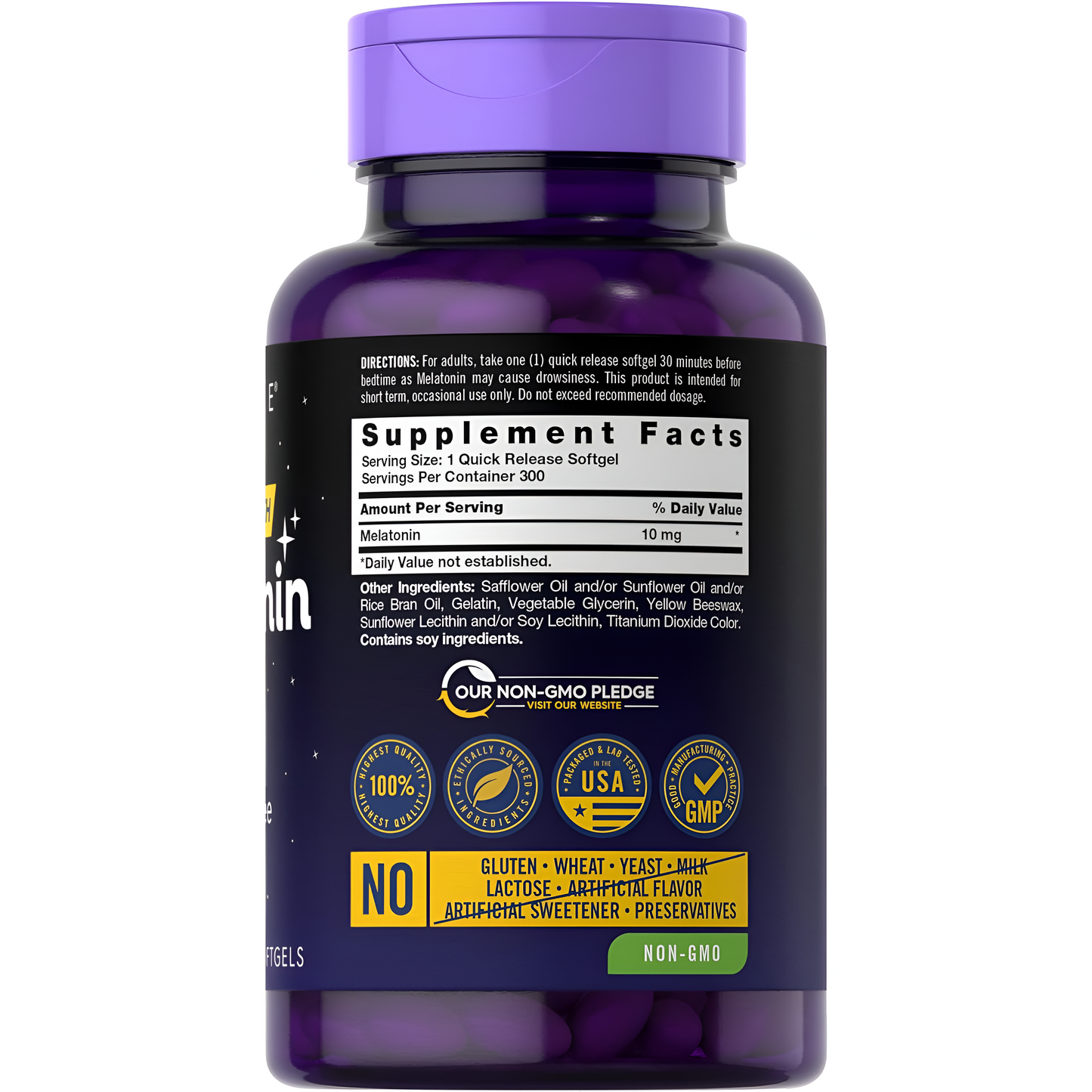Carlyle Melatonina 10mg  300 Softgels | para Adultos | Non-GMO, Libre de Gluten