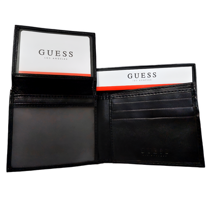 Billetera Guess para hombre, de cuerina y de color negro