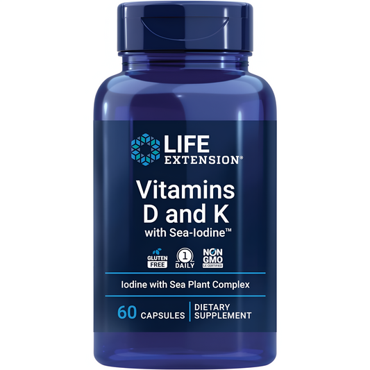 Life Extension Vitaminas D y K con yodo marino 60 cápsulas