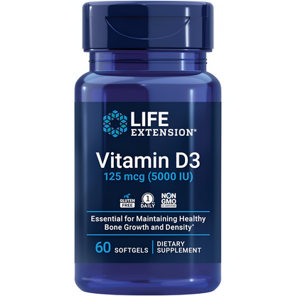 Vitamina D3 125mcg(5000IU) , 60 capsulas - Life Extension