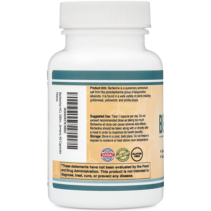 Suplemento de berberina de 500 mg, 60 Capsulas - Double Wood Supplements