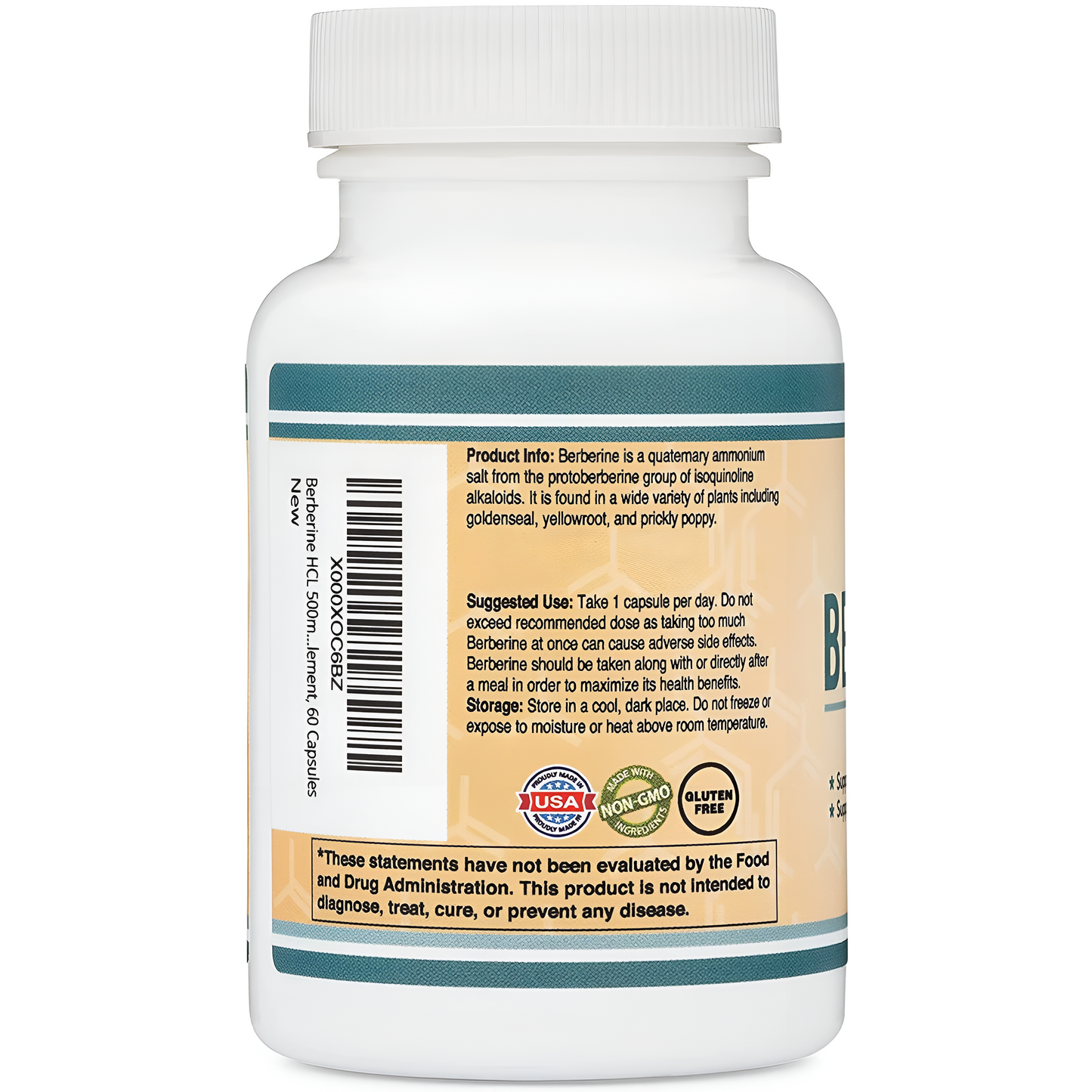 Suplemento de berberina de 500 mg, 60 Capsulas - Double Wood Supplements