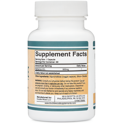 Suplemento de berberina de 500 mg, 60 Capsulas - Double Wood Supplements