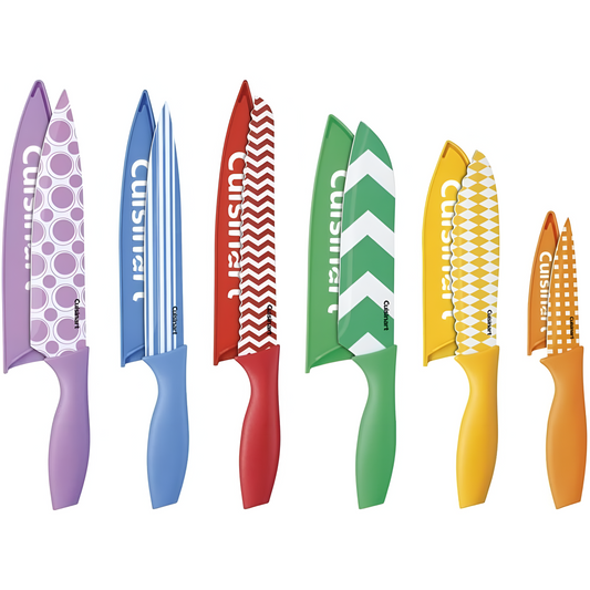 Cuisinart C55-12PR1 Juego de cuchillos impresos en color con protectores de cuchilla, 12 piezas, multicolor