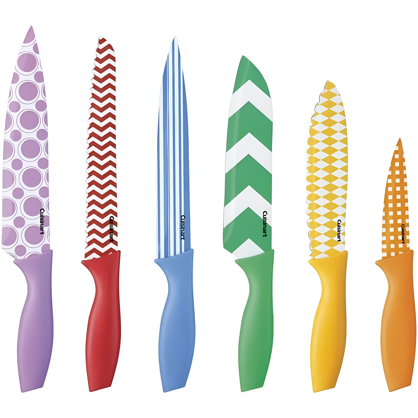 Juego de Cuchillos impresos en color con protectores de cuchilla, 12 piezas, multicolor