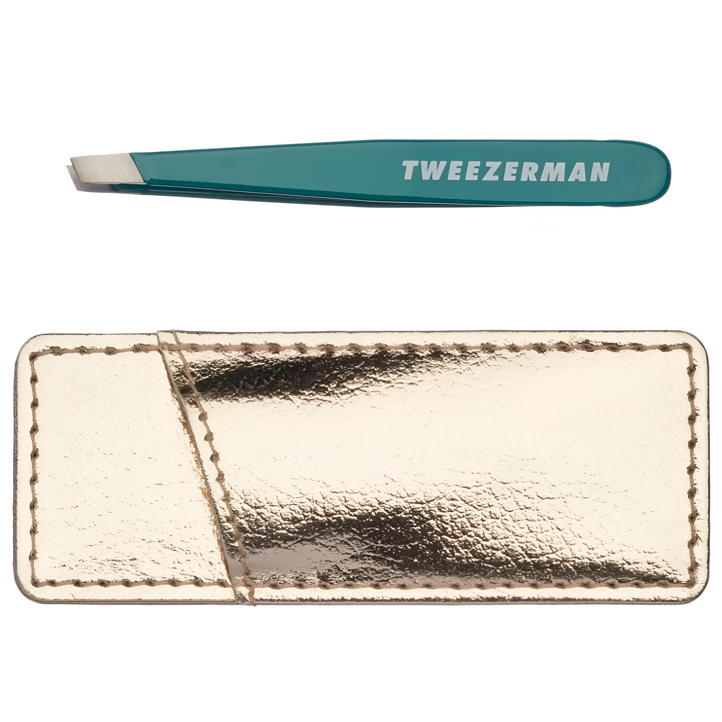 Tweezerman Emerald Shimmer Mini Pinza Inclinada con Estuche