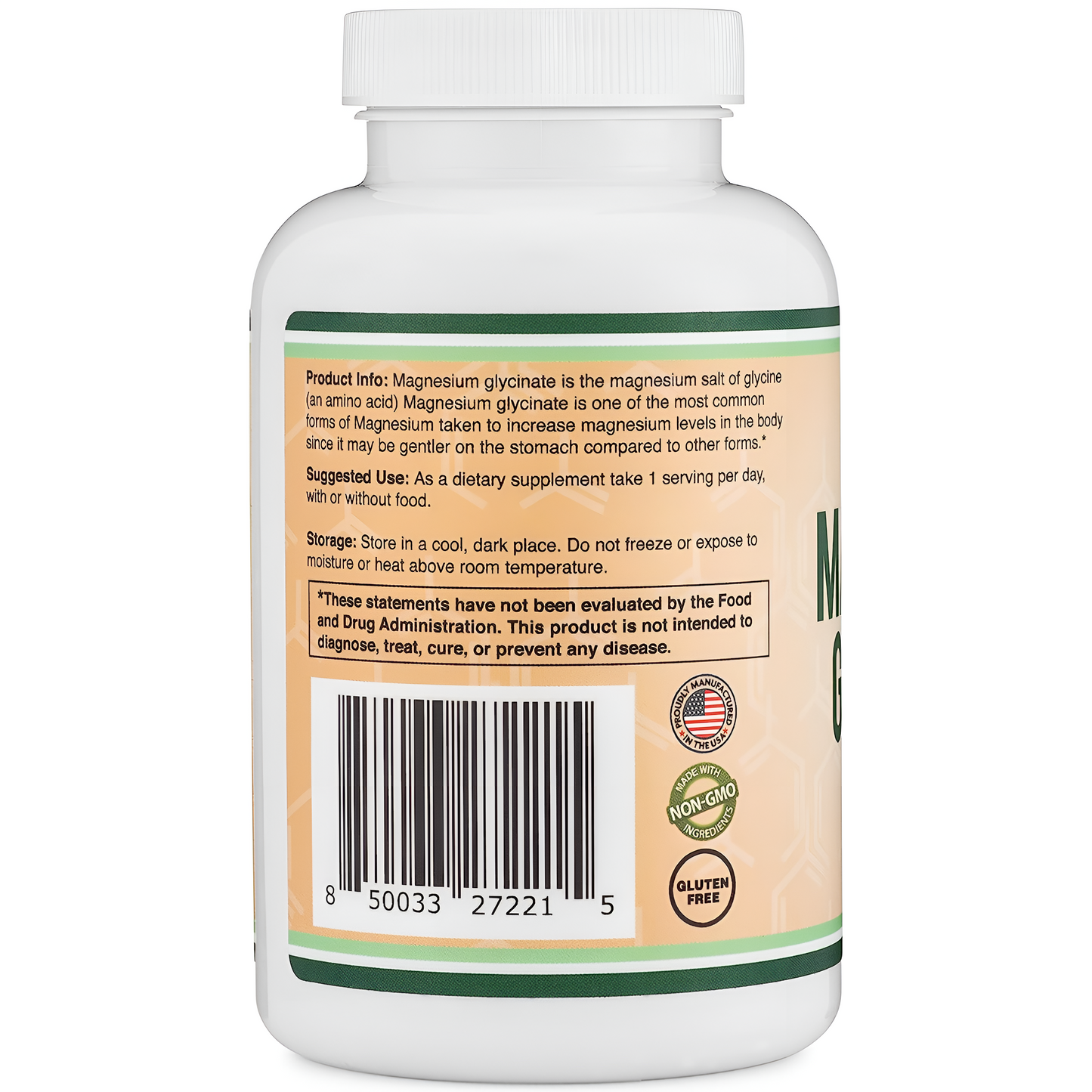 Double Wood Suplemento Magnesium Glycinate 400mg 180 capsulas veganas