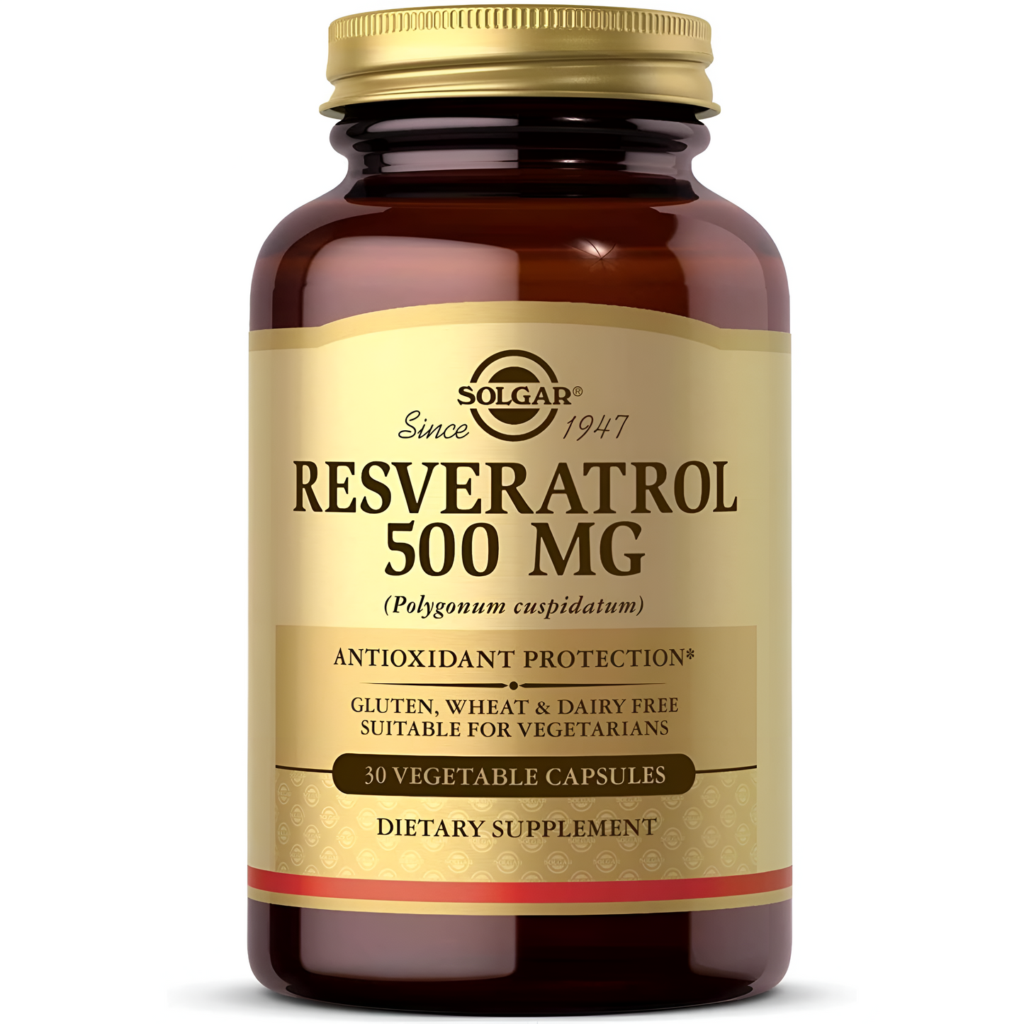 Solgar Resveratrol 500 mg, 30 cápsulas vegetales - protección antioxidante, sin gluten, sin lácteos