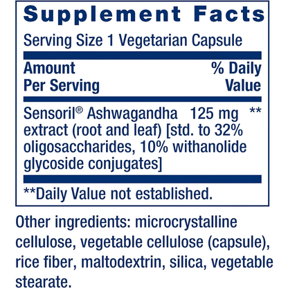 Life Extension Optimized Ashwagandha 125mg 60 CAPSULAS