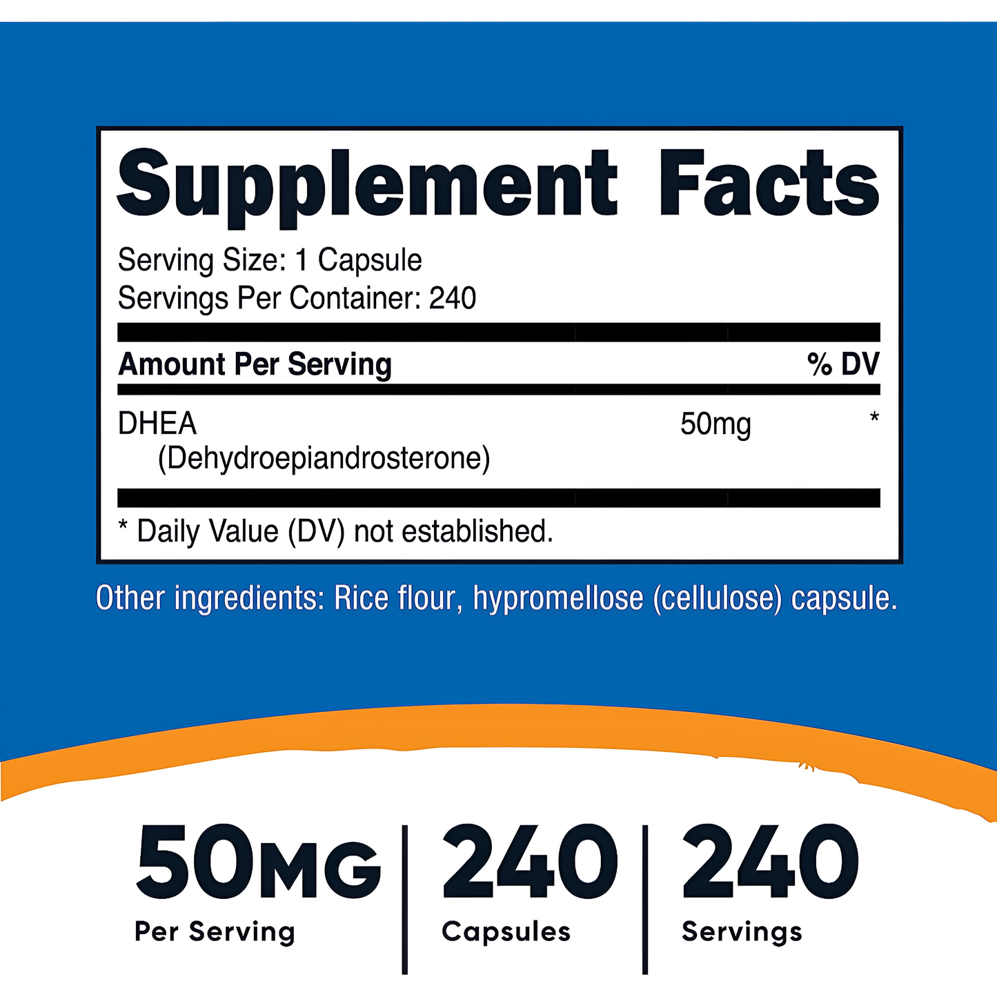 Nutricost DHEA 50 mg, 240 cápsulas, sin gluten, sin soja, sin OMG, suplemento