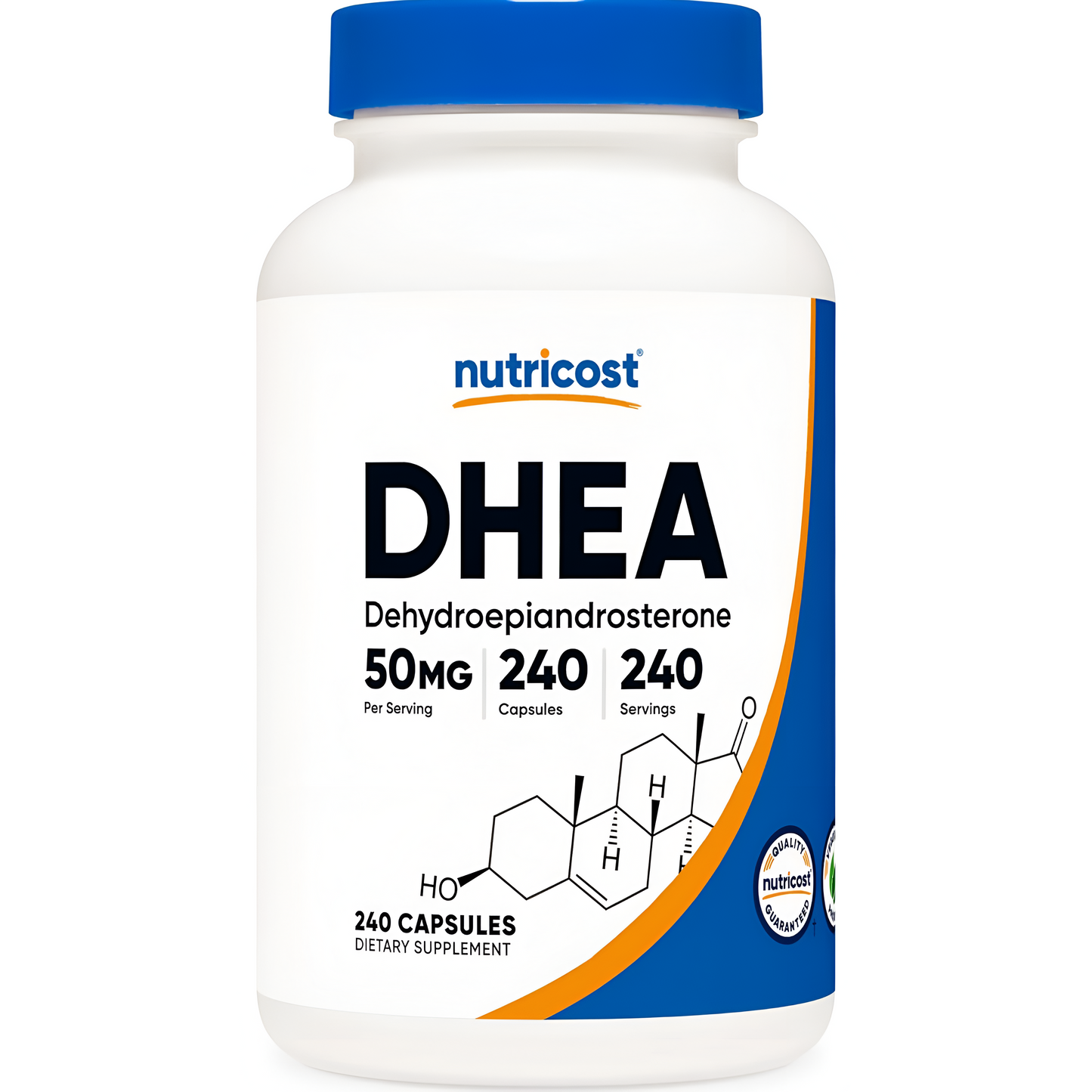 Nutricost DHEA 50 mg, 240 cápsulas, sin gluten, sin soja, sin OMG, suplemento