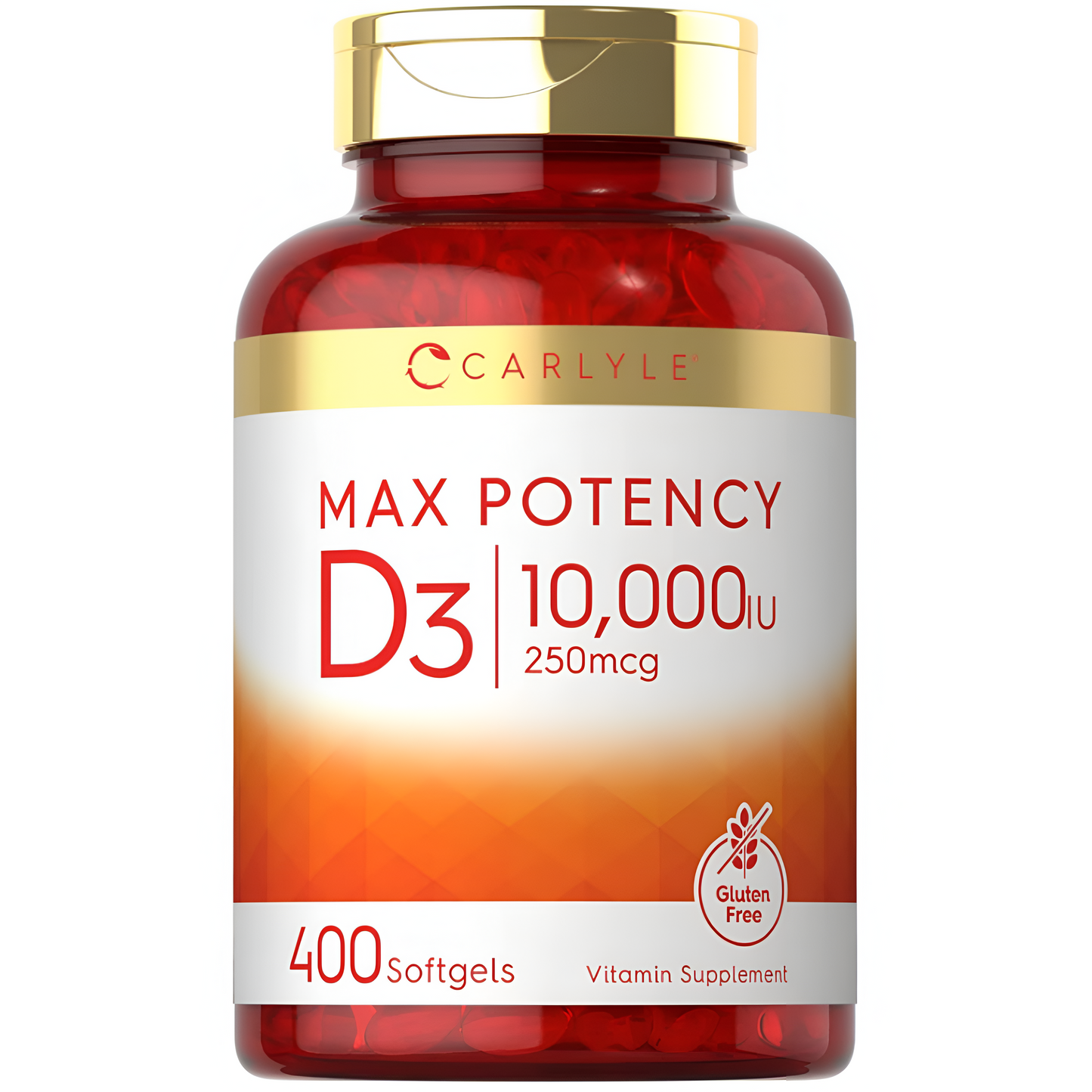 Vitamina D3 10,000 IU 400 Cápsulas blandas-Máxima Potencia-Sin OMG, Sin gluten por Carlyle