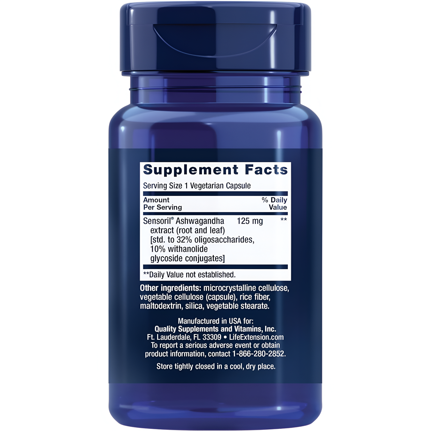 Life Extension Optimized Ashwagandha 125mg 60 CAPSULAS