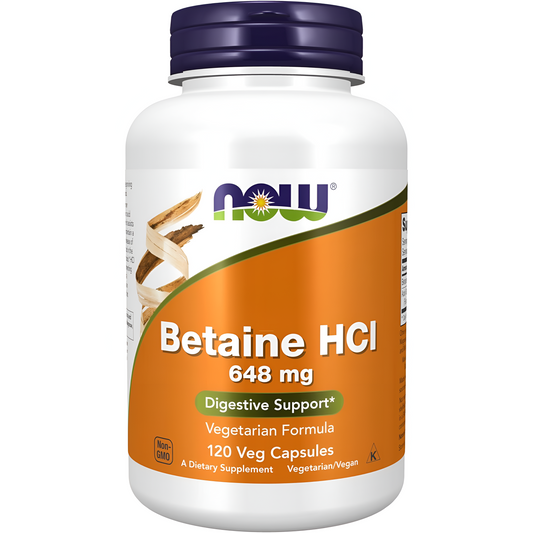 Betaine HCI 648mg , 120 capsulas vegetarianas - Now