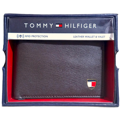 Billetera Tommy con dige en forma de escudo - para hombre color marrón