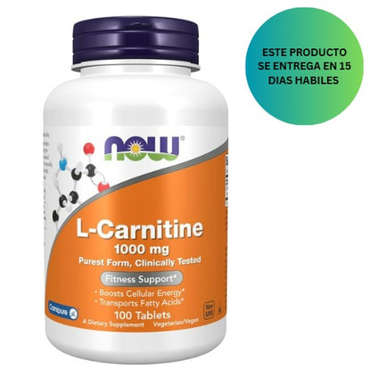 NOW Foods Suplementos, L-Carnitina 1,000 mg, 100 Tabletas