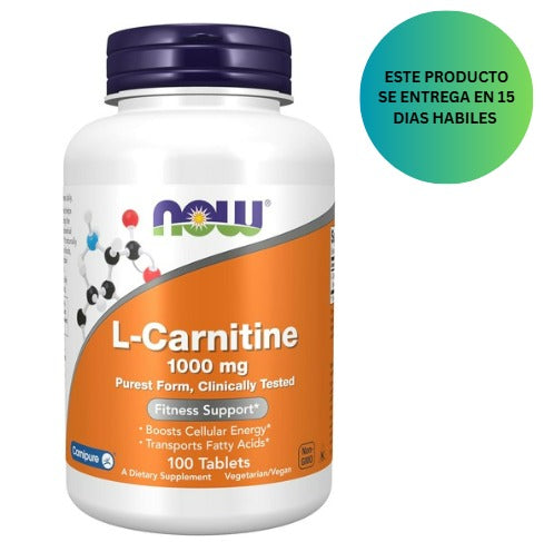 NOW Foods Suplementos, L-Carnitina 1,000 mg, 100 Tabletas