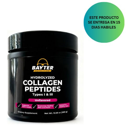 Bayter Nutrition Péptidos de colágeno hidrolizados tipo I y II, sin sabor, 300gr