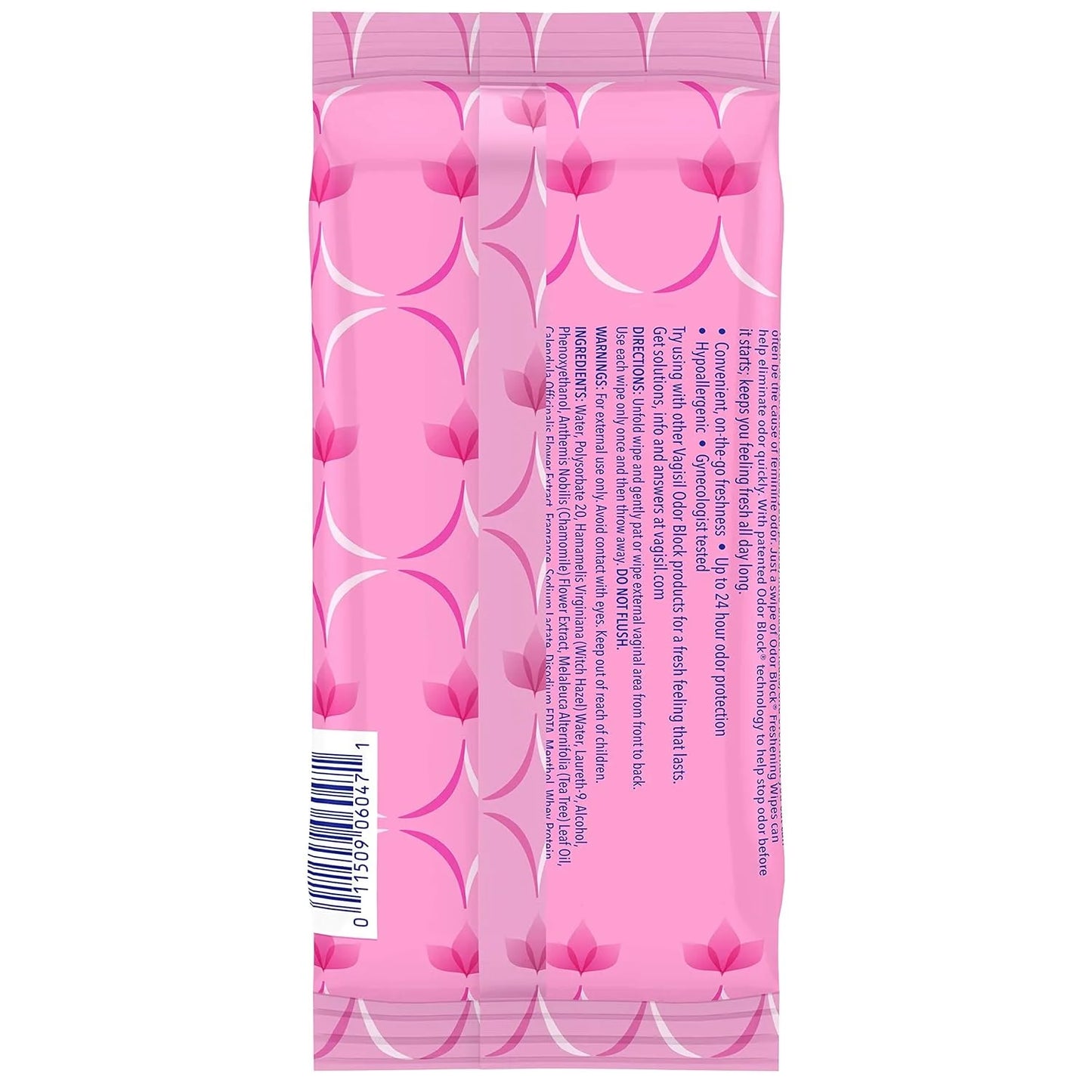 Toallitas Vagisil para limpieza general, antiolores, hipoalergénicas, resellables, 20 unidades